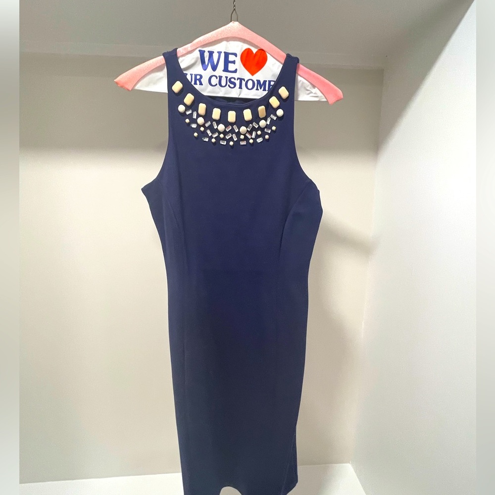 Navy beaded body con dress from H&M, size xs